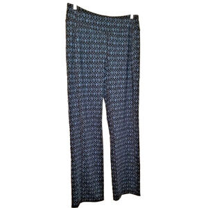 Coldwater Creek Direct Blue Black Wide Leg Geo Print Stretch Pants Size Medium